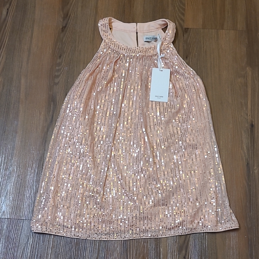 Grase karin women Peach Sequin blause new zise S
